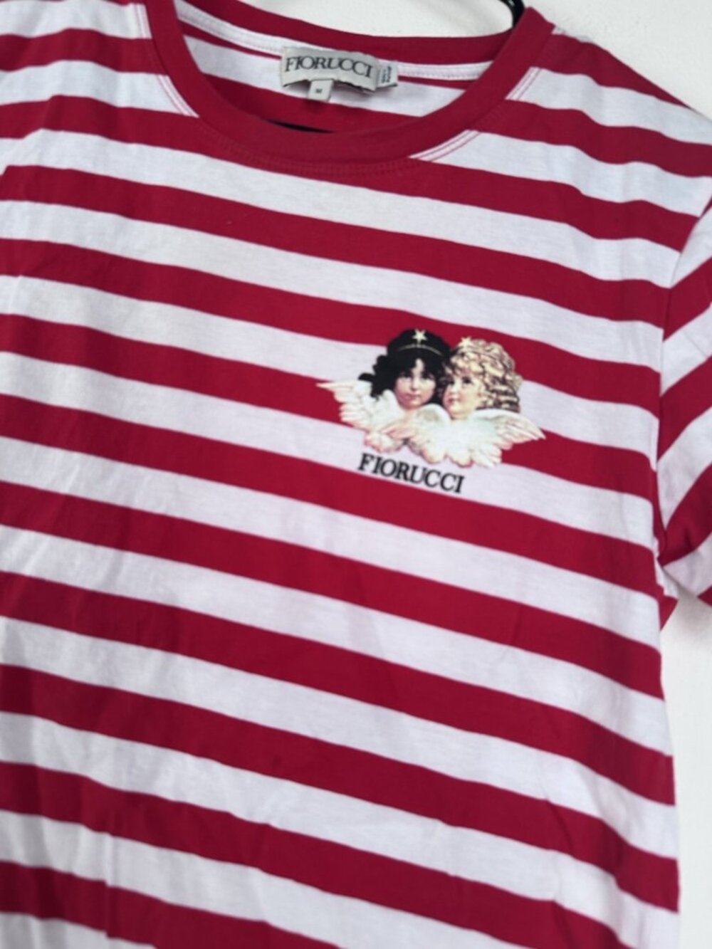 Fiorucci Iconic Stripes Tee with Angels in Red & White